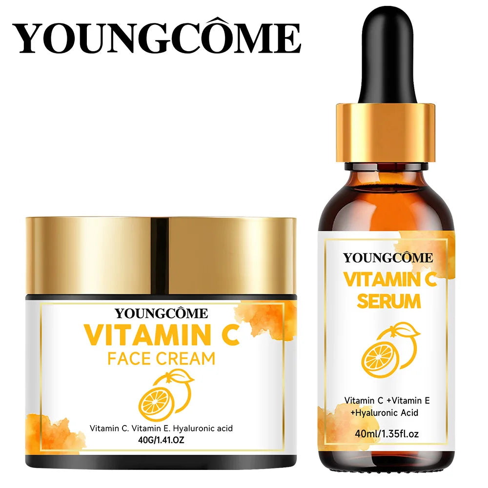 Vitamin C Facial Essence Cream Whitening Brightening Anti-Wrinkle Nourishing Redness Relief Moisturizing Face Serum Skin Care