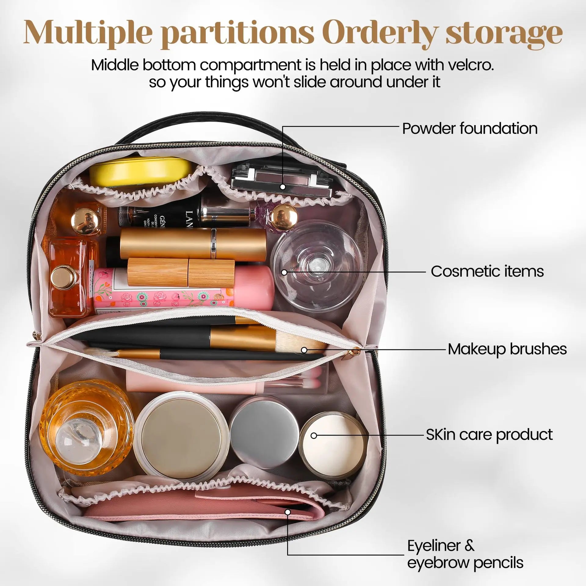 Lightweight Makeup Bag for Travel, Minimalist Waterproof Toiletry Pouch with Zipper, LargeCapacity Multifunctional Makeup Bag