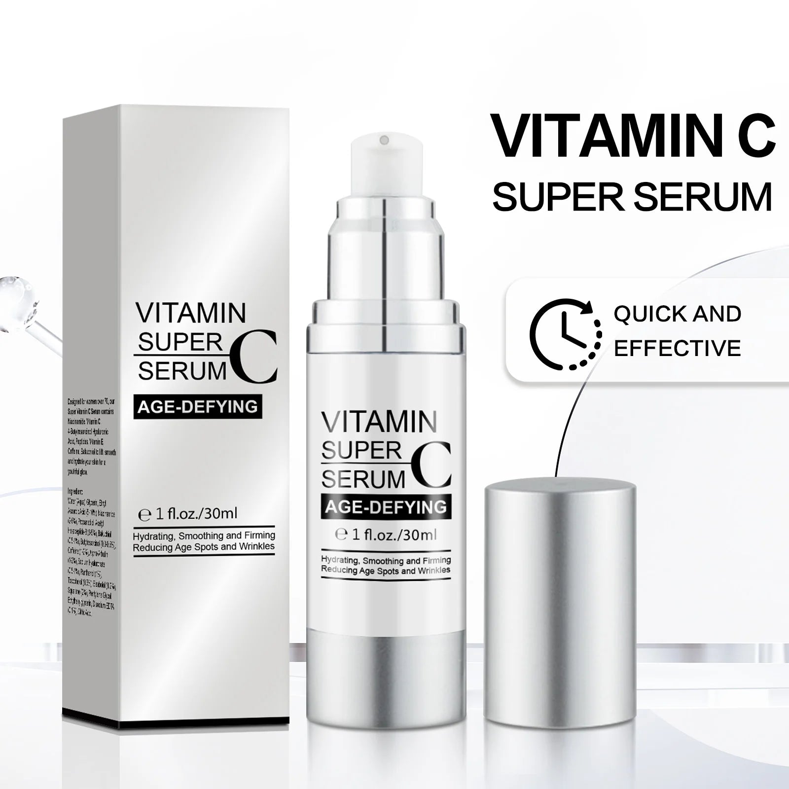 Vitamin C Super Serum 30ml Anti-Aging, Brightening & Hydrating Facial Care with Niacinamide & Hyaluronic Acid for All Skin Types
