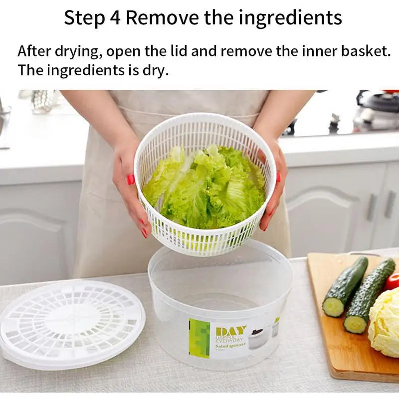 Salad Spinner Dryer Vegetable Fruit Food Dehydrator Large-capacity Double-layer Salad Dryer Household Easy Water Drain System
