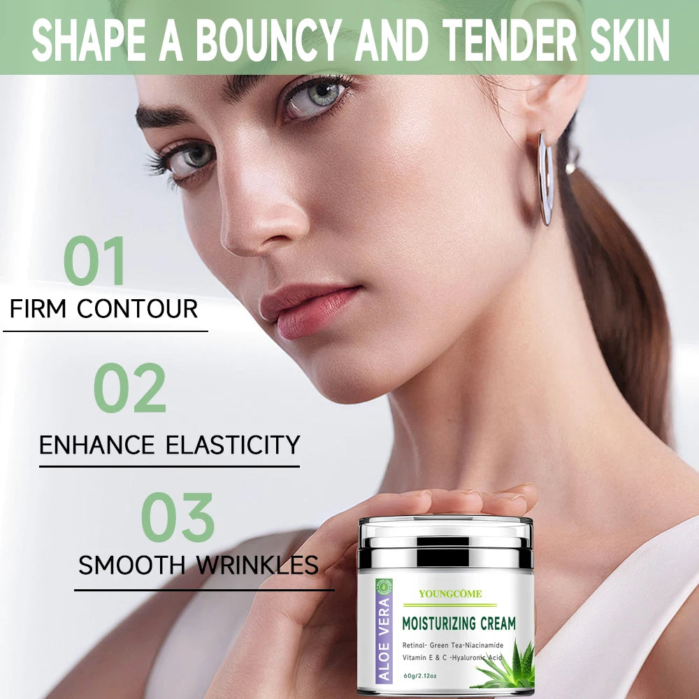 Aloe Vera Soothing, Deep Moisturizing, Multi-Functional Mild Formula Free of Alcohol, Mineral Oil,Anti-Aging Moisturizing Cream