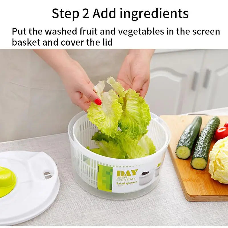 Salad Spinner Dryer Vegetable Fruit Food Dehydrator Large-capacity Double-layer Salad Dryer Household Easy Water Drain System