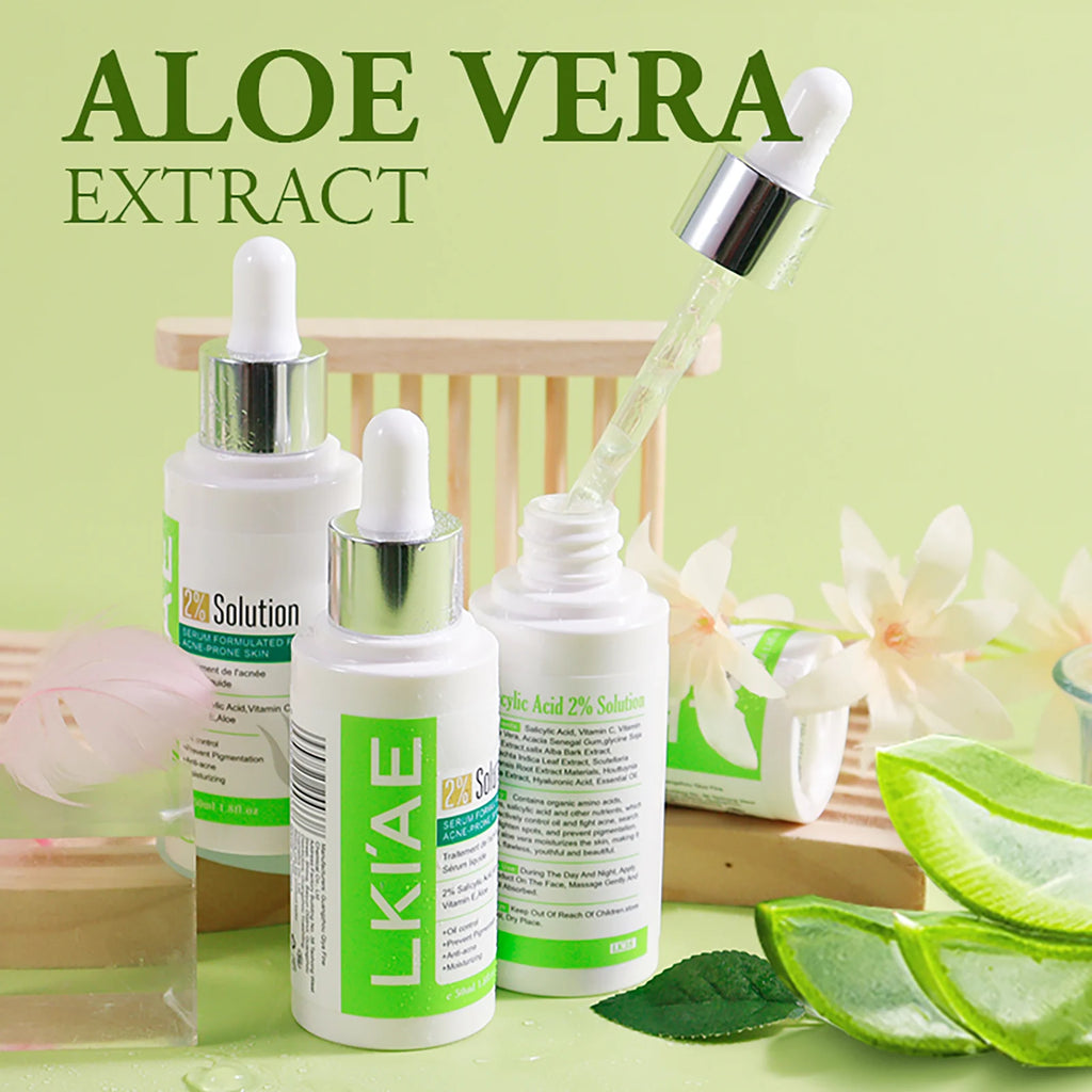 Aloe Vera Brightening Face Serum, Idea Facial Essence to Reduce Acne, with Vitamin C, Vitamin E, Moisturizing, Clean Skin, 50ml