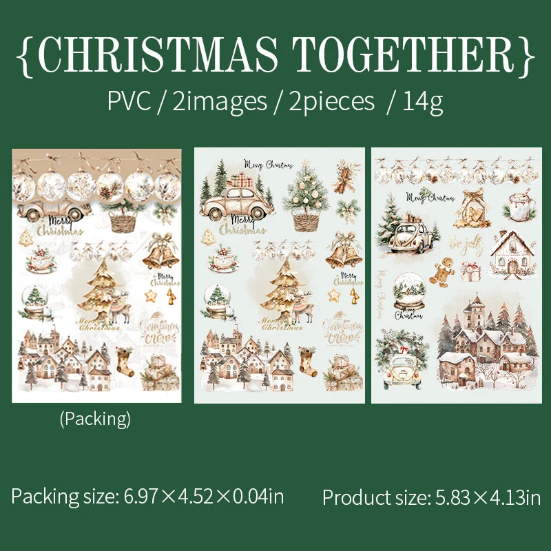 Christmas Rub on Transfer Stickers Xmas Card Making Material Junk Journaling Scrapbooking Craft Supplies Planner Sticker