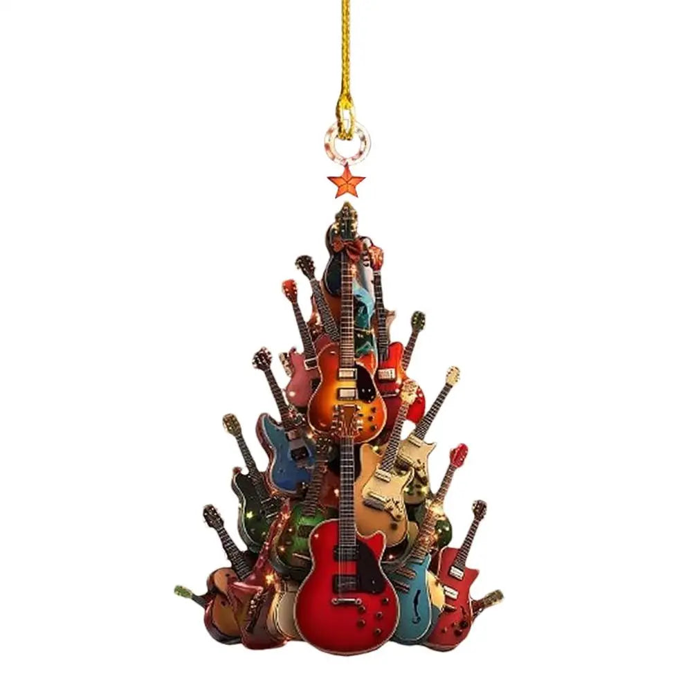 RockinAround The Guitar Christmas Tree Ornament Acoustic Guitar Christmas Ornament Electric Guitar Ornament Wood Musical