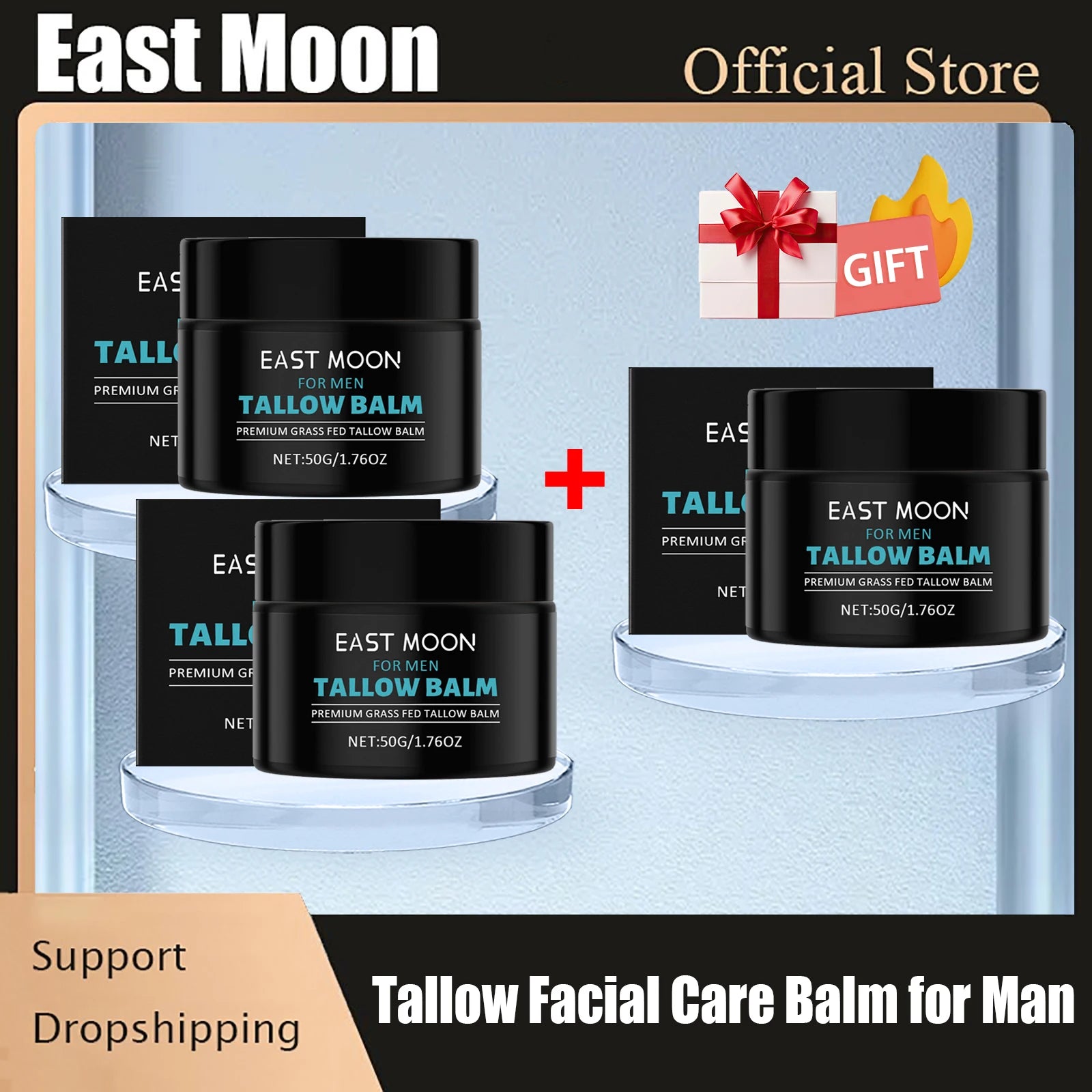 Tallow Facial Care Balm for Man Nourish Dry Improve Elasticity Remove W-rinkle Oil Control Glowing Skin Face Moisturizer Creams