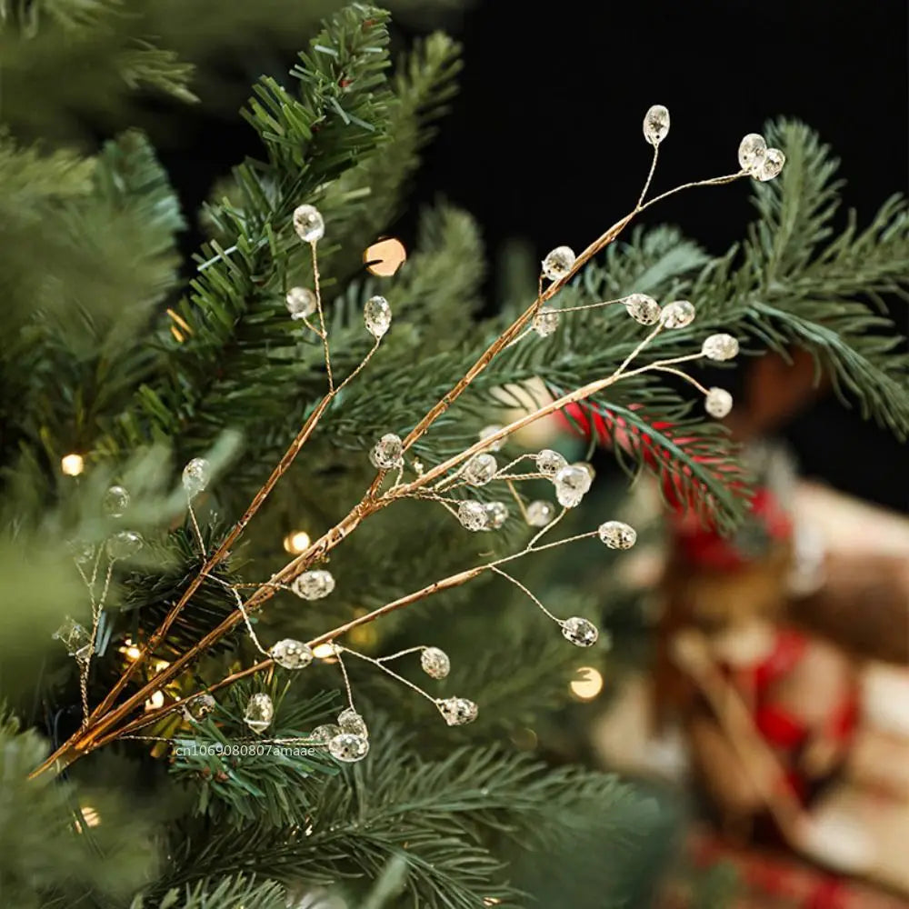 Christmas Decorations Artificial Xmas Branches Berry Picks Ornament Garland Wreath Simple for Party Crystal Stems Acrylic