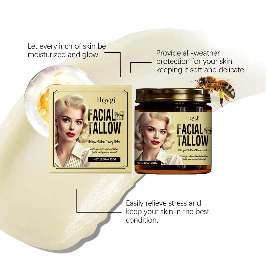 Tallow & Honey Nourishing Face Cream: Deeply Nourishes, Locks in Moisture, Relieves Dryness, and Provides Gentle Care for Skin
