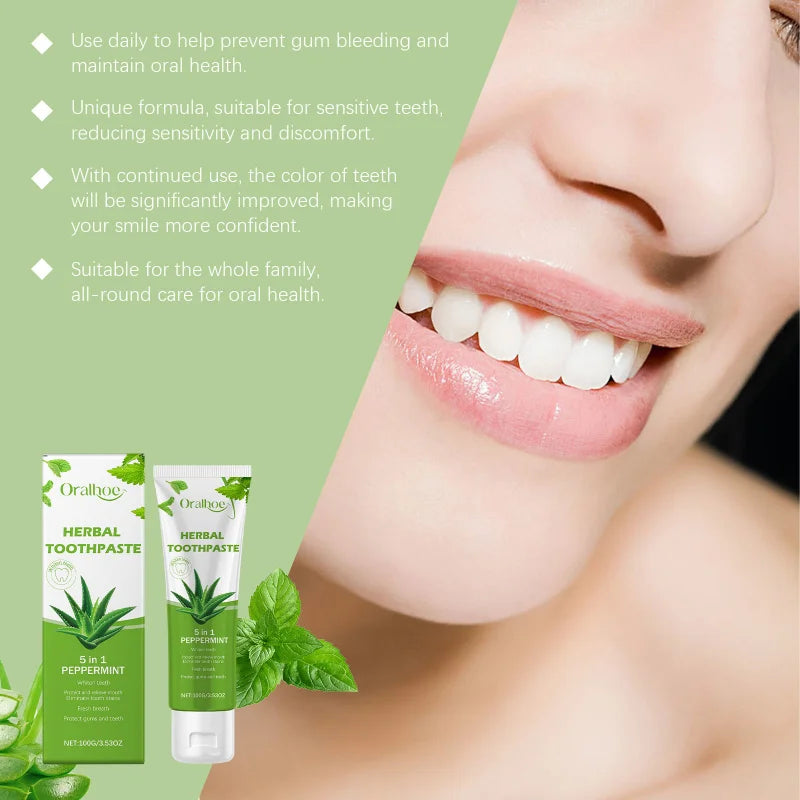 Aloe Vera Toothpaste For Gentle Teeth Cleaning - Remove Odor & Stains, Brighten Smile, Enamel Protection Formula