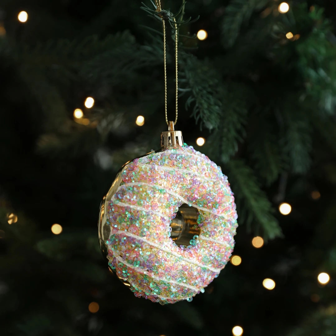 Christmas Tree Hanging Ornament Candy Cane Donut Golden Pendants 2026 Navidad New Year Home Party Decoration Festival Supplies