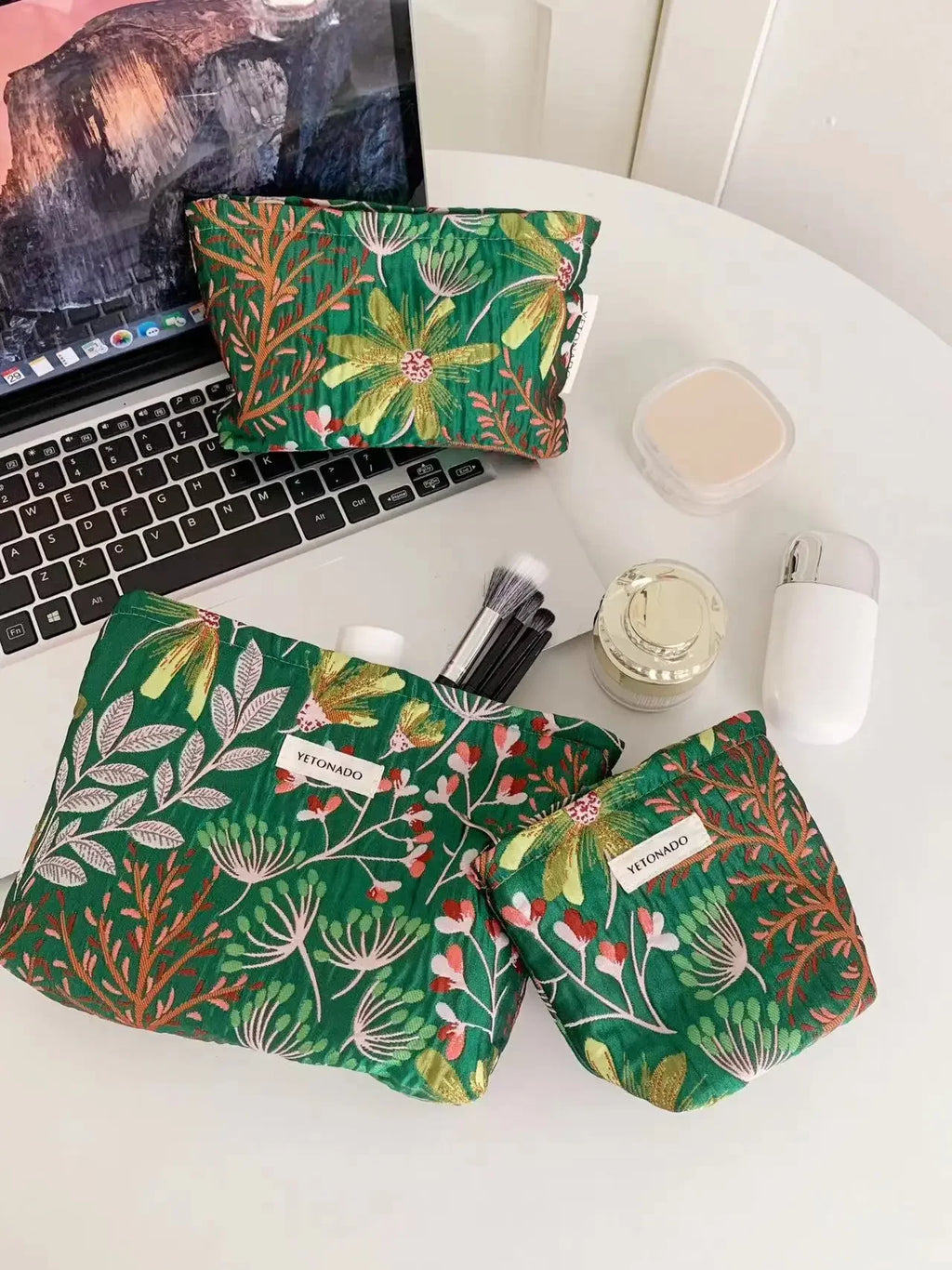 Makeup Bag Women Cosmetic Bag Flower Toiletry Pouch Case Organizer Make Up Bag Travel Wash Girls Travel Storage pouch