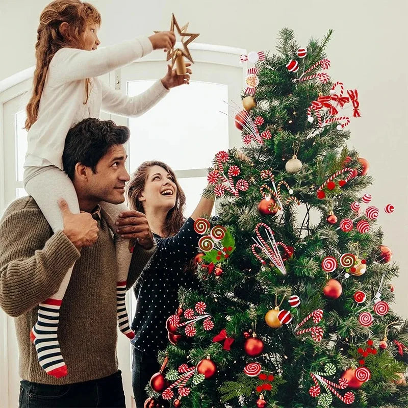 Christmas Decorations Candy Snow Berries Artificial Bouquet Xmas Tree Pendant Ornament Home Decor New Year 2025 Gift Accessories