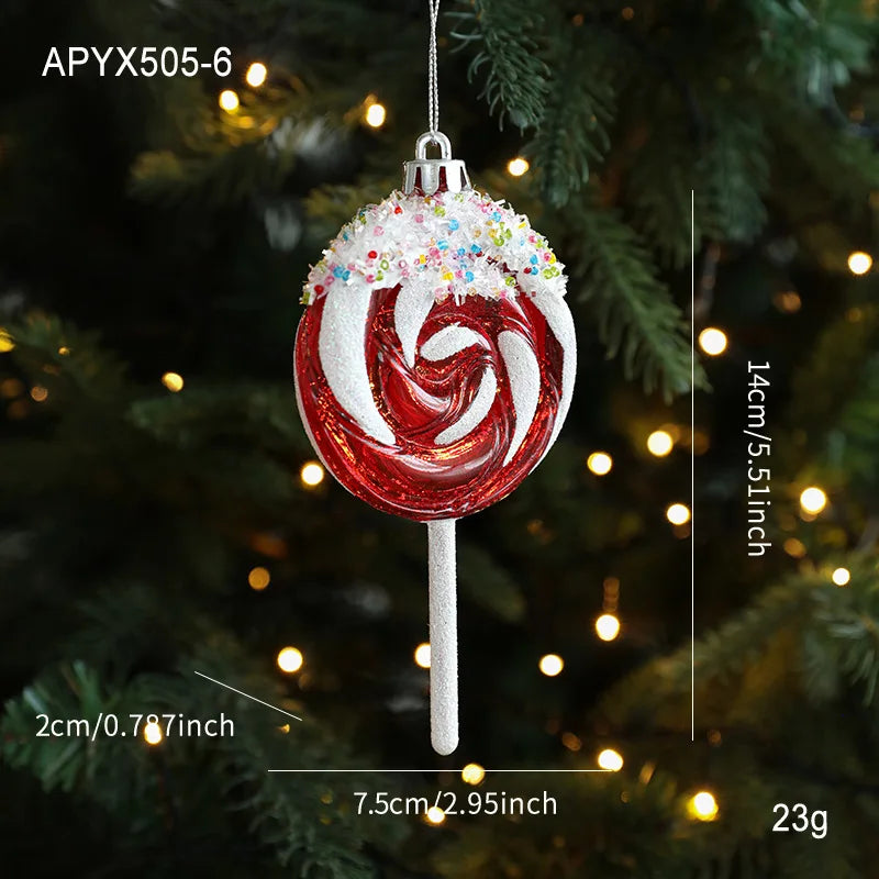 Christmas Tree Hanging Ornament Candy Cane Donut Golden Pendants 2026 Navidad New Year Home Party Decoration Festival Supplies