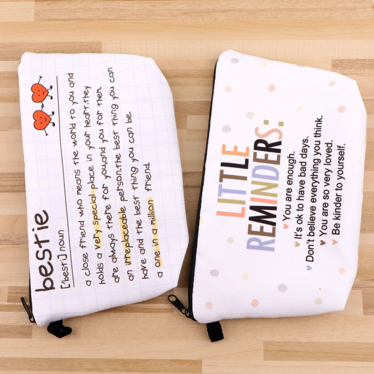 Simple Quotes Cosmetic Bags Portable for Women Cartoon Phrase Travel Storage Bag Lipstick Cosmetics Small Bags Organizer Case