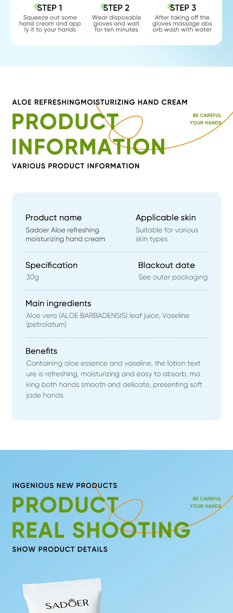 Aloe Vera Hand Cream Lotions Serum Repair Nourishing Hand Skin Care Anti Dryness Chapping Anti Aging Whitening Hand Cream 30g