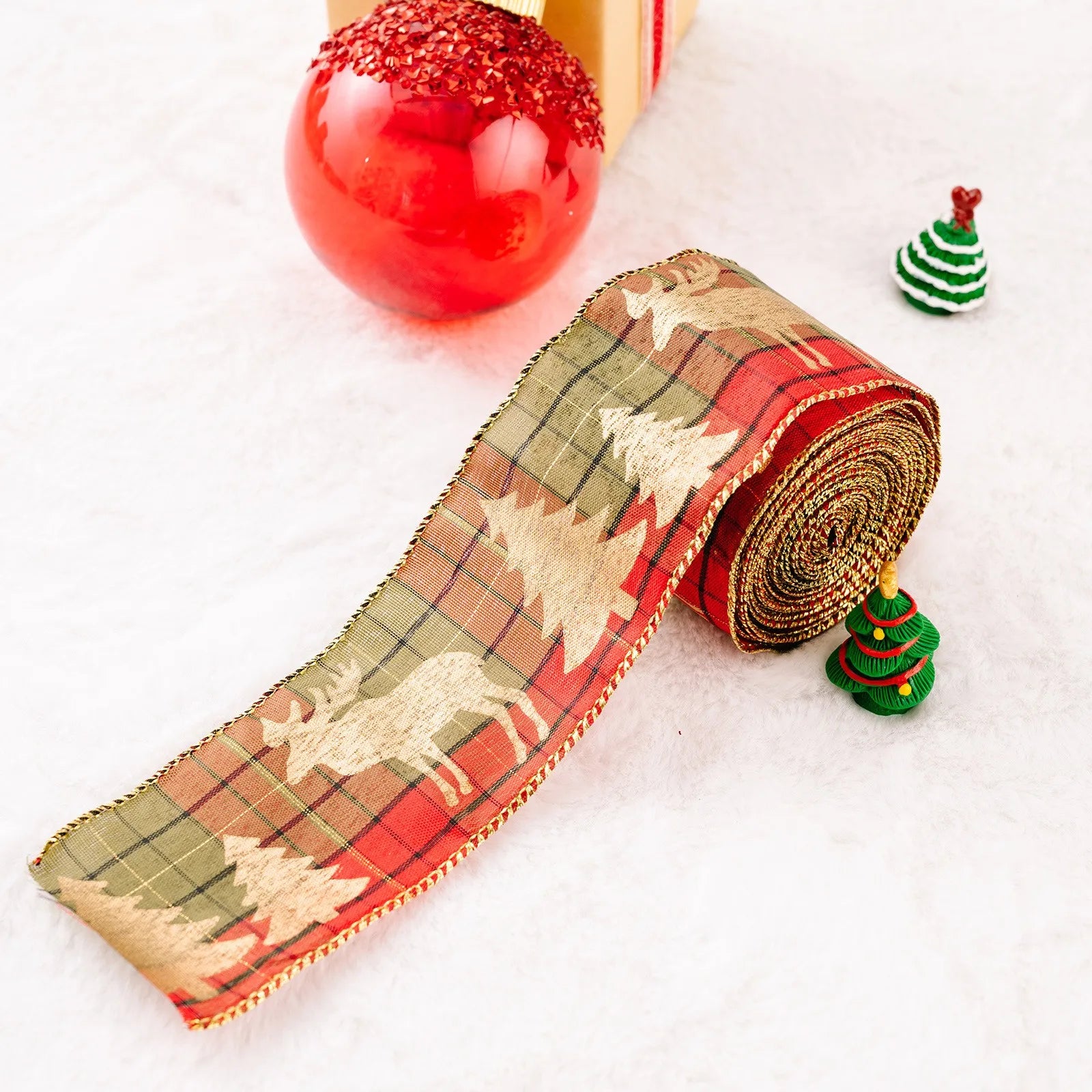 Christmas Fabric Ribbon Burlap Ribbon Christmas Tree Decor Ribbon Diy Wreath Bows Crafts Gift Wrapping Ribbon New Year Supplies