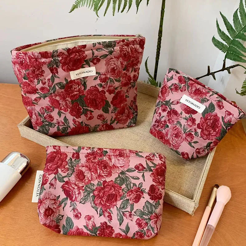 Makeup Bag Women Cosmetic Bag Flower Toiletry Pouch Case Organizer Make Up Bag Travel Wash Girls Travel Storage pouch