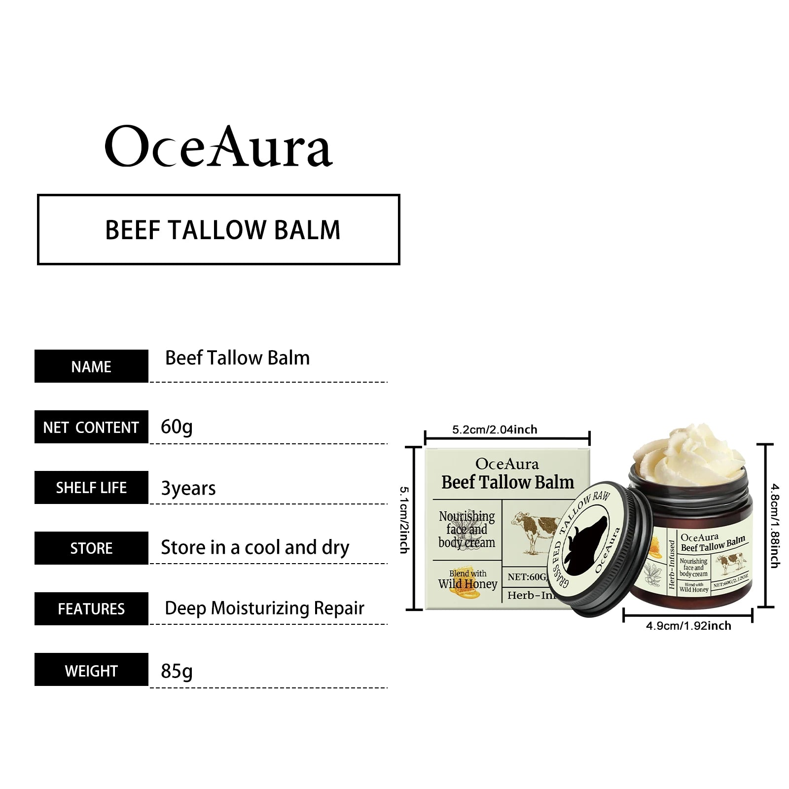 Beef Tallow  Bodily Moisturizer Fade Fine Lines Repair Skin Improves Dry Skin Rejuvenation Brighten Skin Care Cream Product