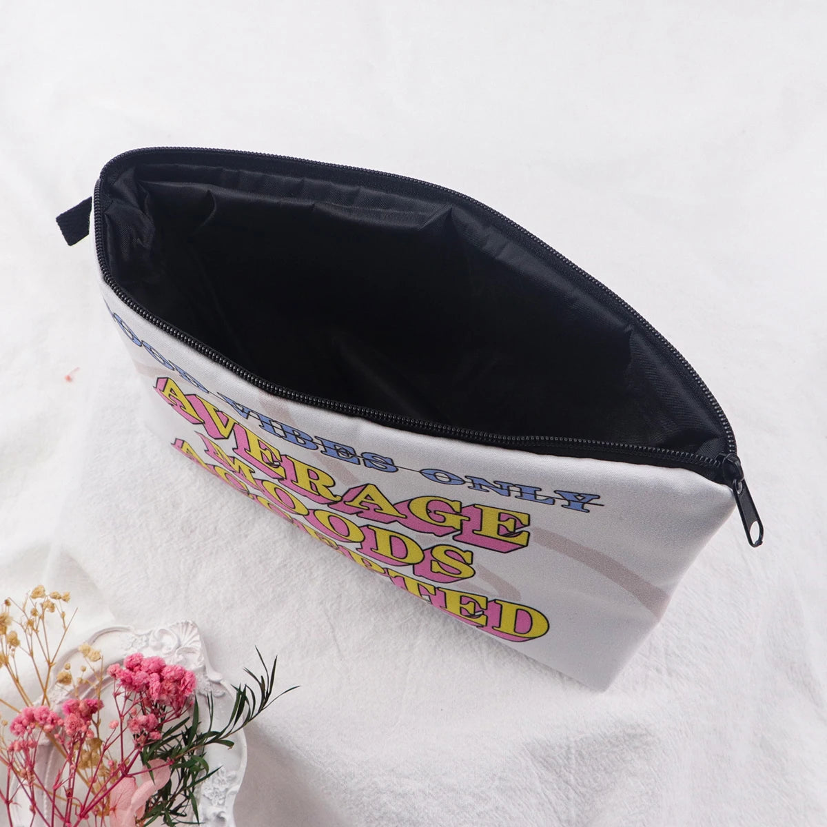 Simple Quotes Cosmetic Bags Portable for Women Cartoon Phrase Travel Storage Bag Lipstick Cosmetics Small Bags Organizer Case