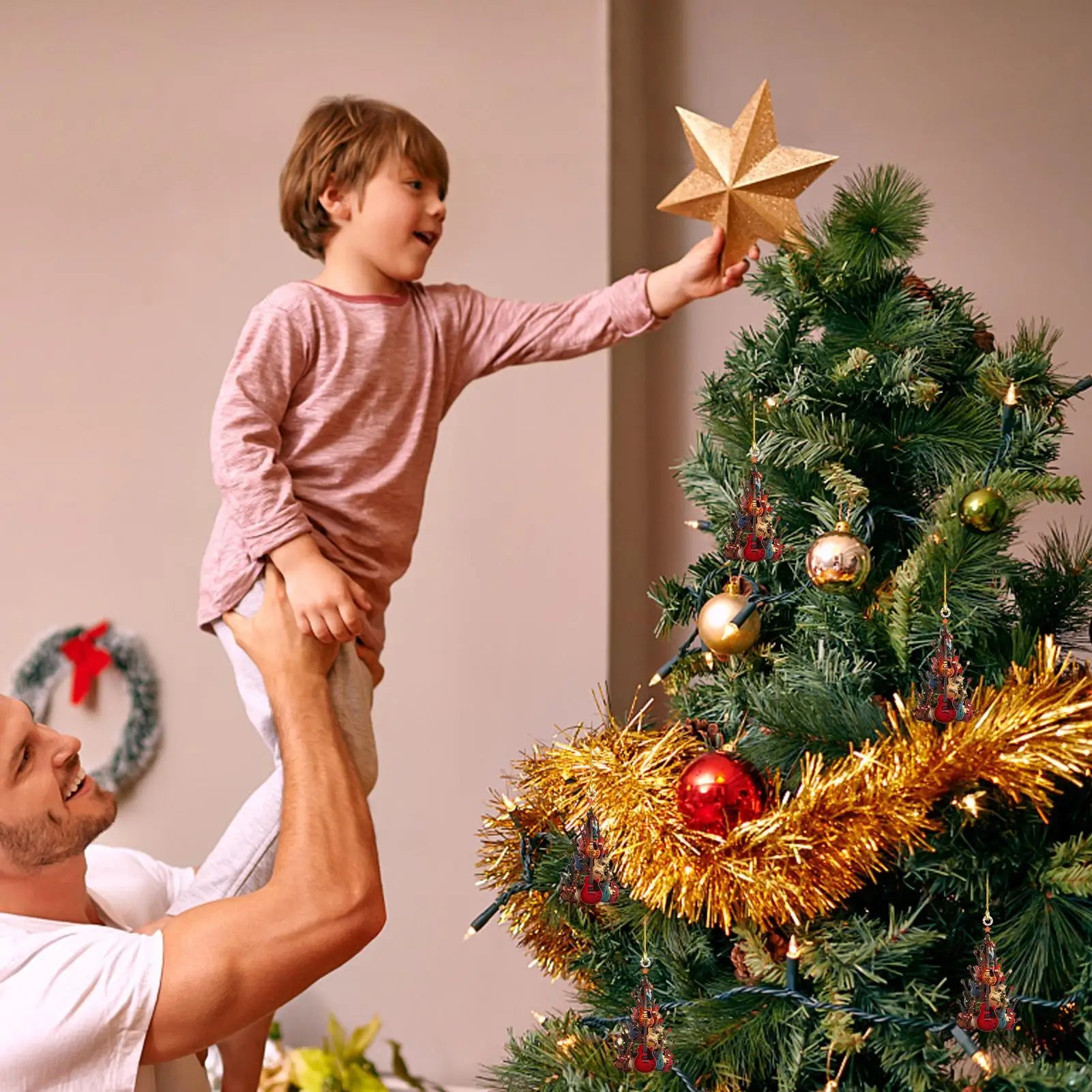 RockinAround The Guitar Christmas Tree Ornament Acoustic Guitar Christmas Ornament Electric Guitar Ornament Wood Musical