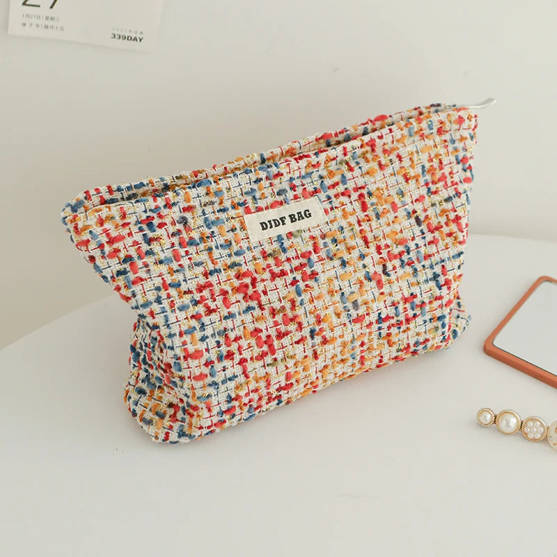 Women's cosmetic bag, red small fragrance, canvas, lipstick, air cushion, sanitary napkin, storage bag, portable toiletry bag