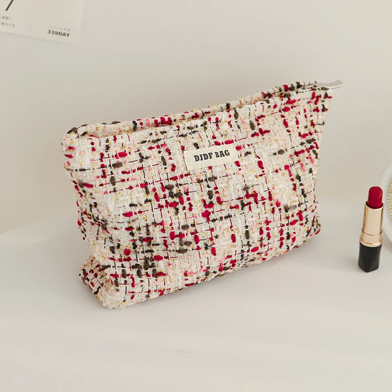 Women's cosmetic bag, red small fragrance, canvas, lipstick, air cushion, sanitary napkin, storage bag, portable toiletry bag