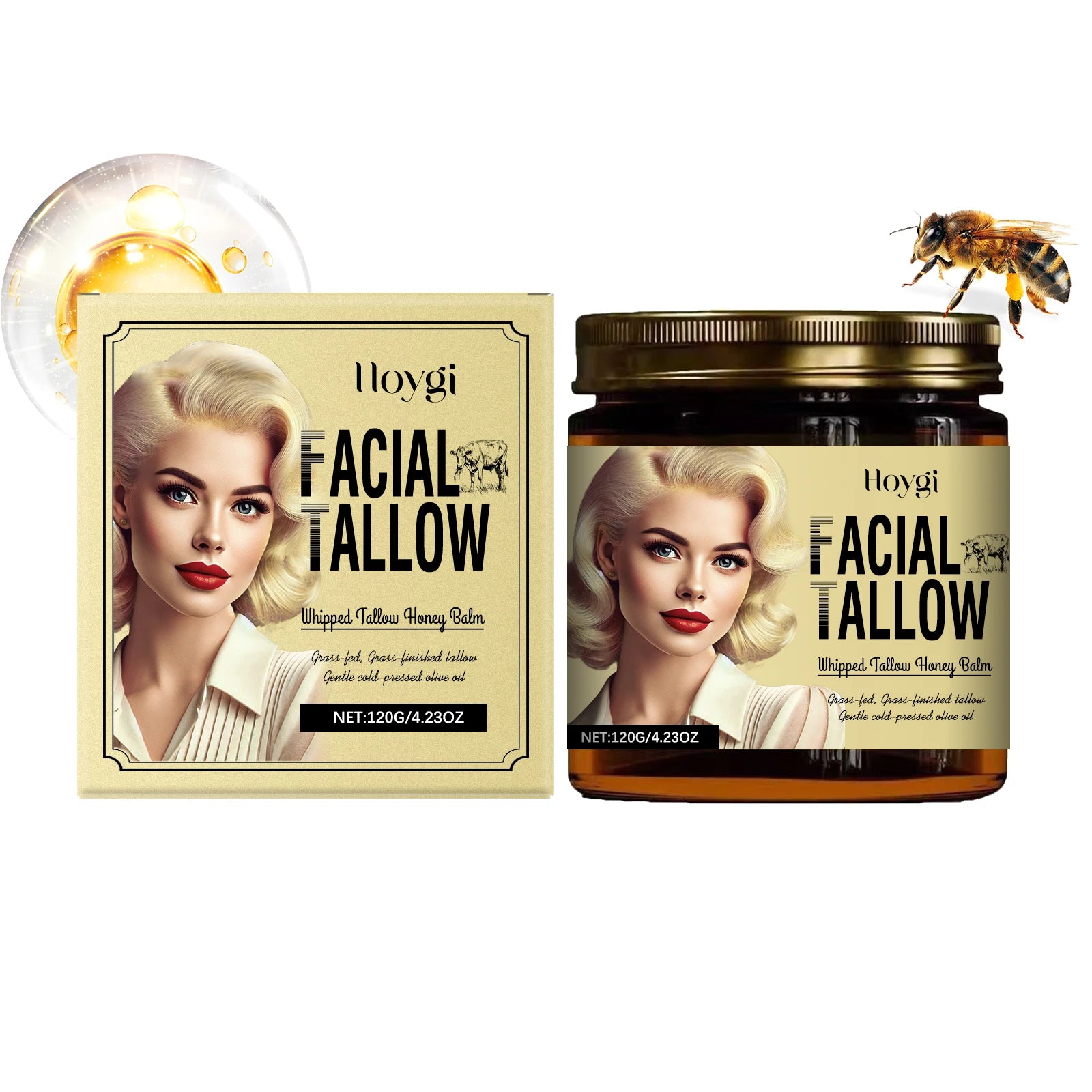 Tallow & Honey Nourishing Face Cream: Deeply Nourishes, Locks in Moisture, Relieves Dryness, and Provides Gentle Care for Skin