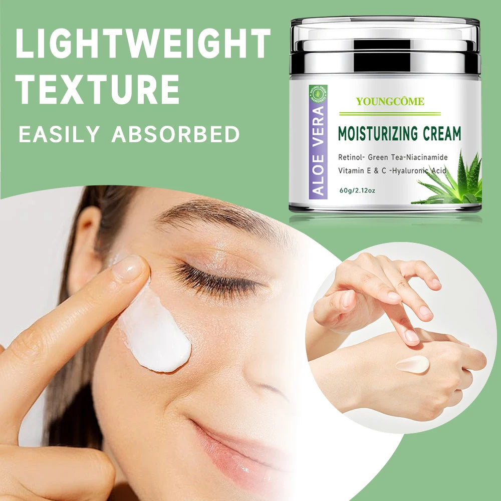 Aloe Vera Soothing, Deep Moisturizing, Multi-Functional Mild Formula Free of Alcohol, Mineral Oil,Anti-Aging Moisturizing Cream