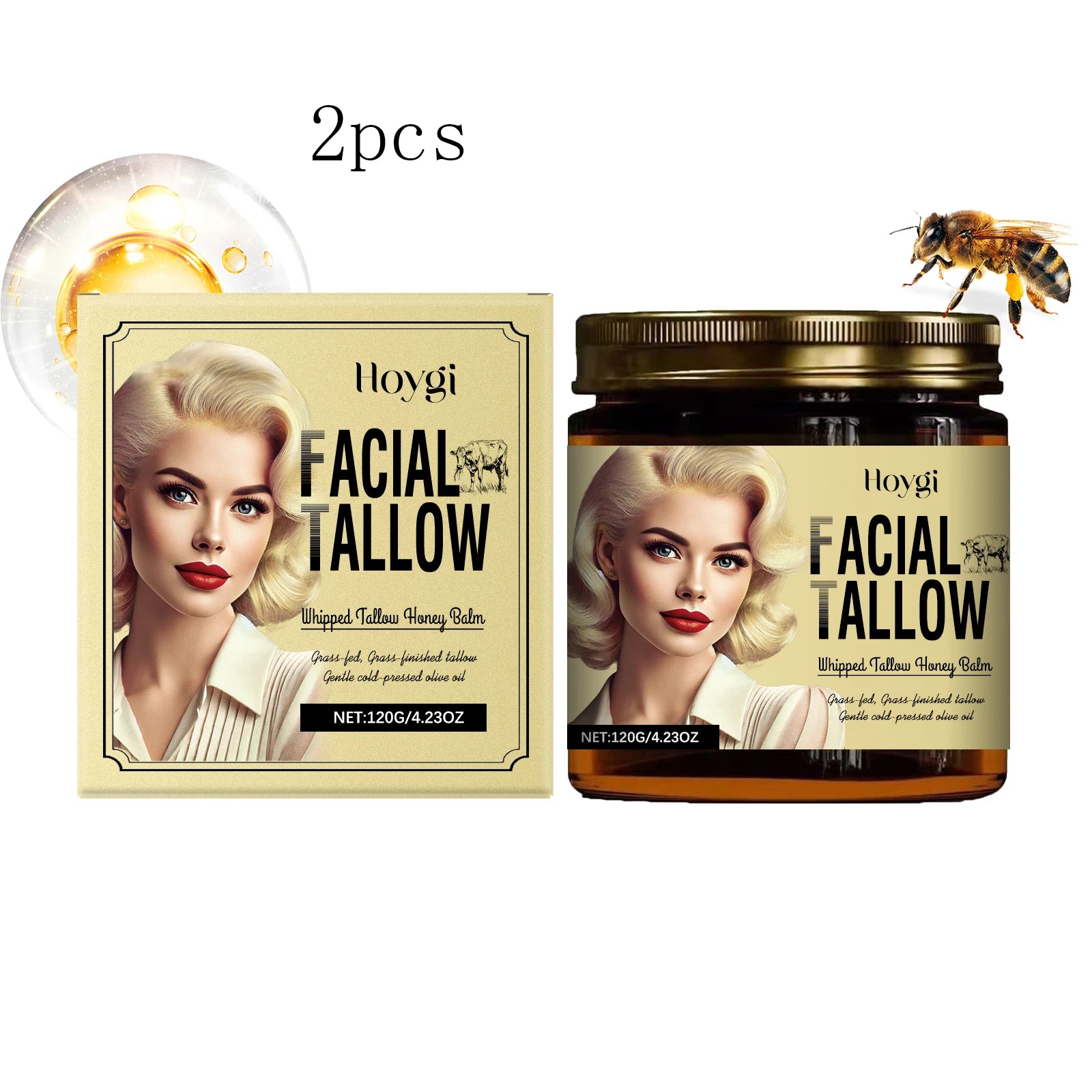 Tallow & Honey Nourishing Face Cream: Deeply Nourishes, Locks in Moisture, Relieves Dryness, and Provides Gentle Care for Skin