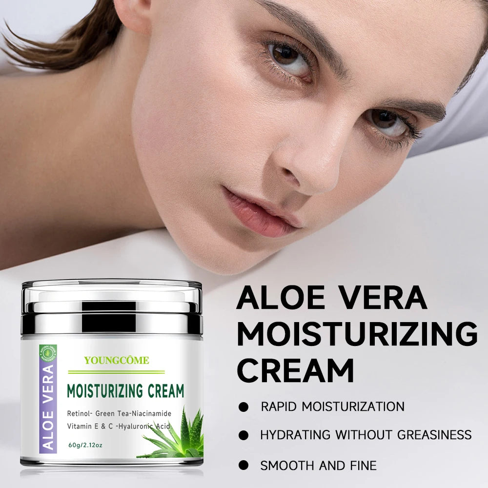 Aloe Vera Soothing, Deep Moisturizing, Multi-Functional Mild Formula Free of Alcohol, Mineral Oil,Anti-Aging Moisturizing Cream