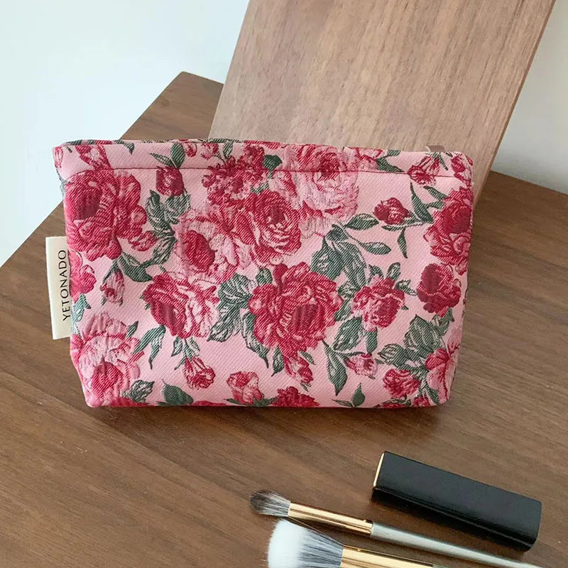 Makeup Bag Women Cosmetic Bag Flower Toiletry Pouch Case Organizer Make Up Bag Travel Wash Girls Travel Storage pouch