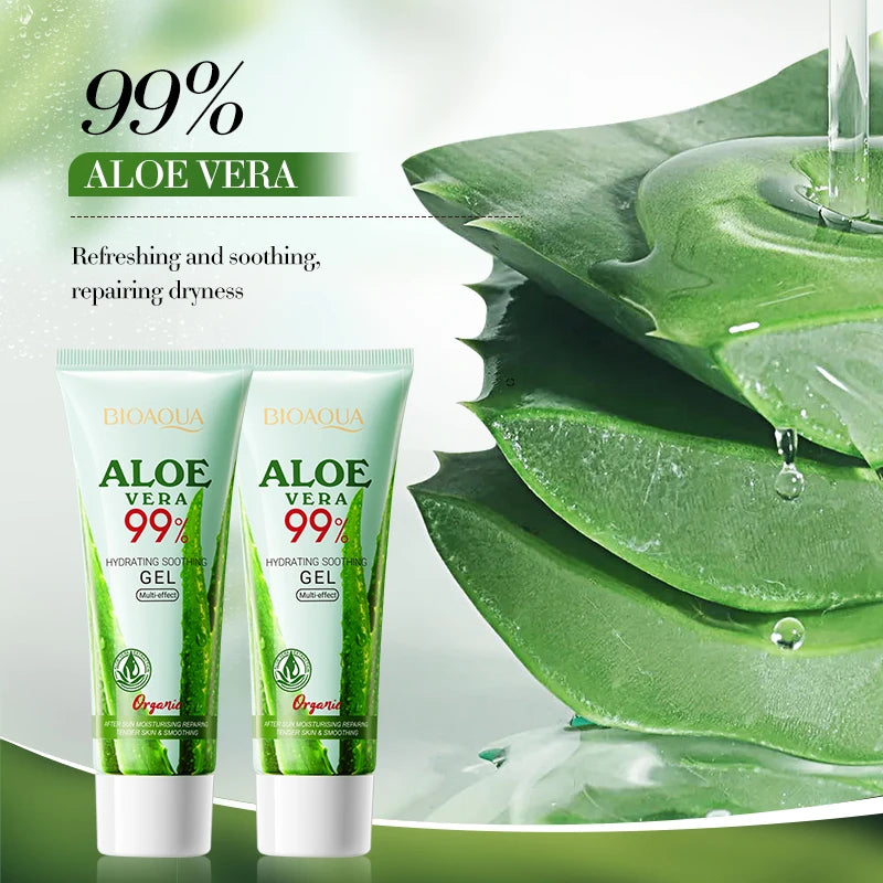 BIOAOUA 100% Natural Aloe Vera Gel for Face and Body,Soothing Moisturizer for Sunburn Relief, Acne Care,Sensitive Skin Repairing