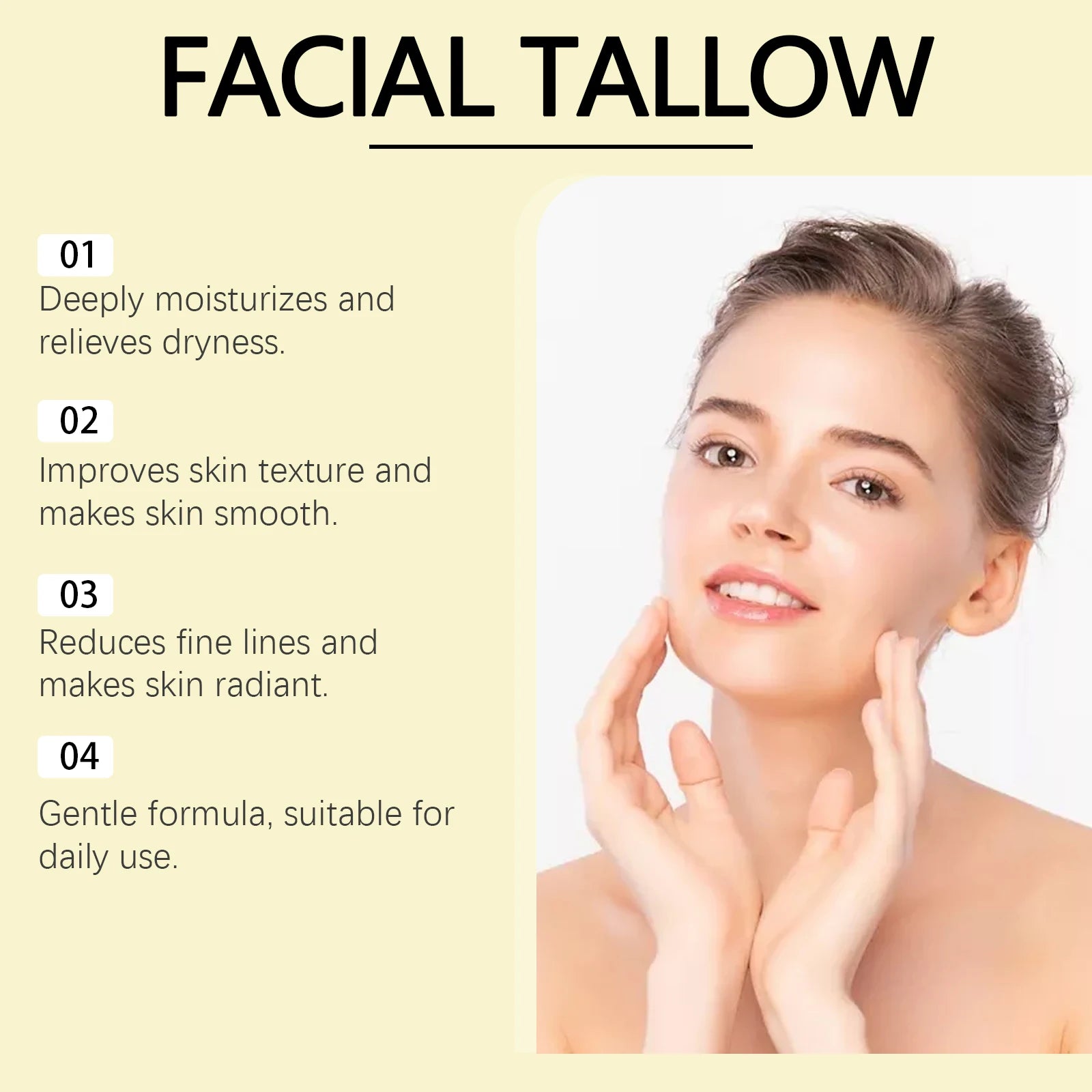 Tallow & Honey Nourishing Face Cream: Deeply Nourishes, Locks in Moisture, Relieves Dryness, and Provides Gentle Care for Skin