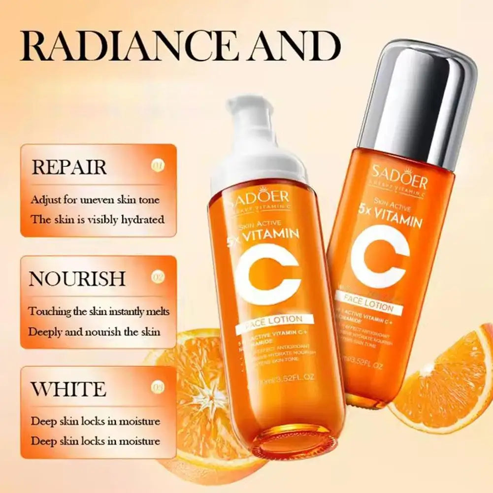 5xVitamin C brightning Facial Serum,lotion,eye Cream,Facial Cleanser Whitening Moisturizing Repair Dull Serum Face Skin Care