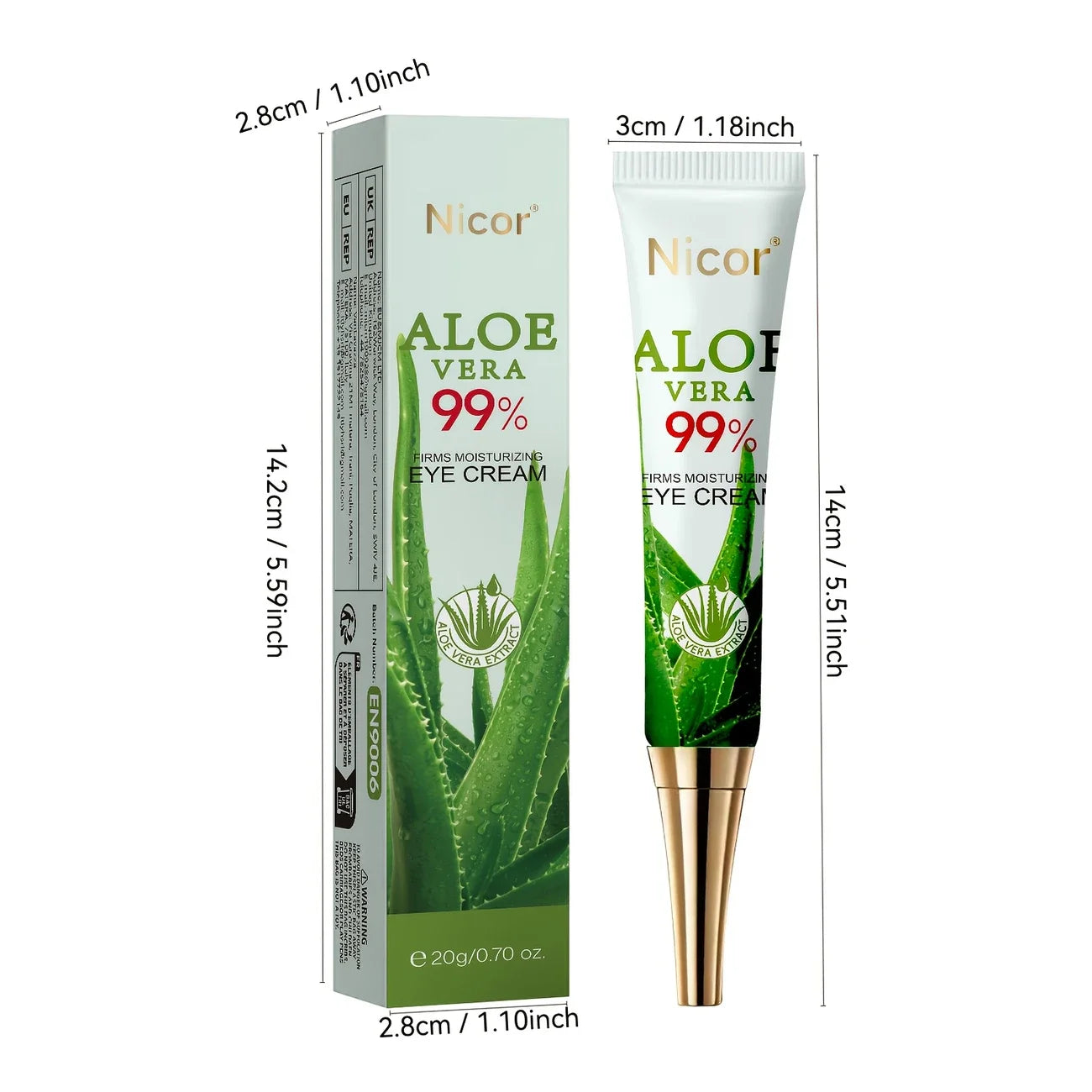 Aloe Vera Eye Cream - Long lasting Moisturizing, Firming Eye Skin, Suitable for All Skin Types, Natural Ingredients, Eye Care,