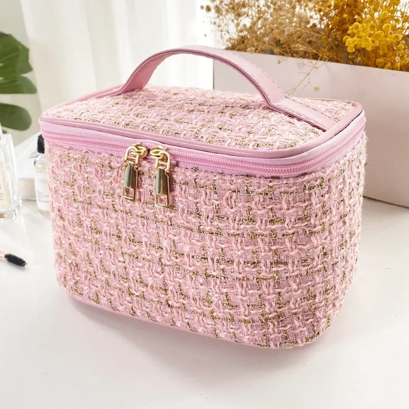 2024 New Women's Bag Knitted Style Makeup Bag Portable Portable Portable Makeup Bag Fashionable Large Storage Bag BX100