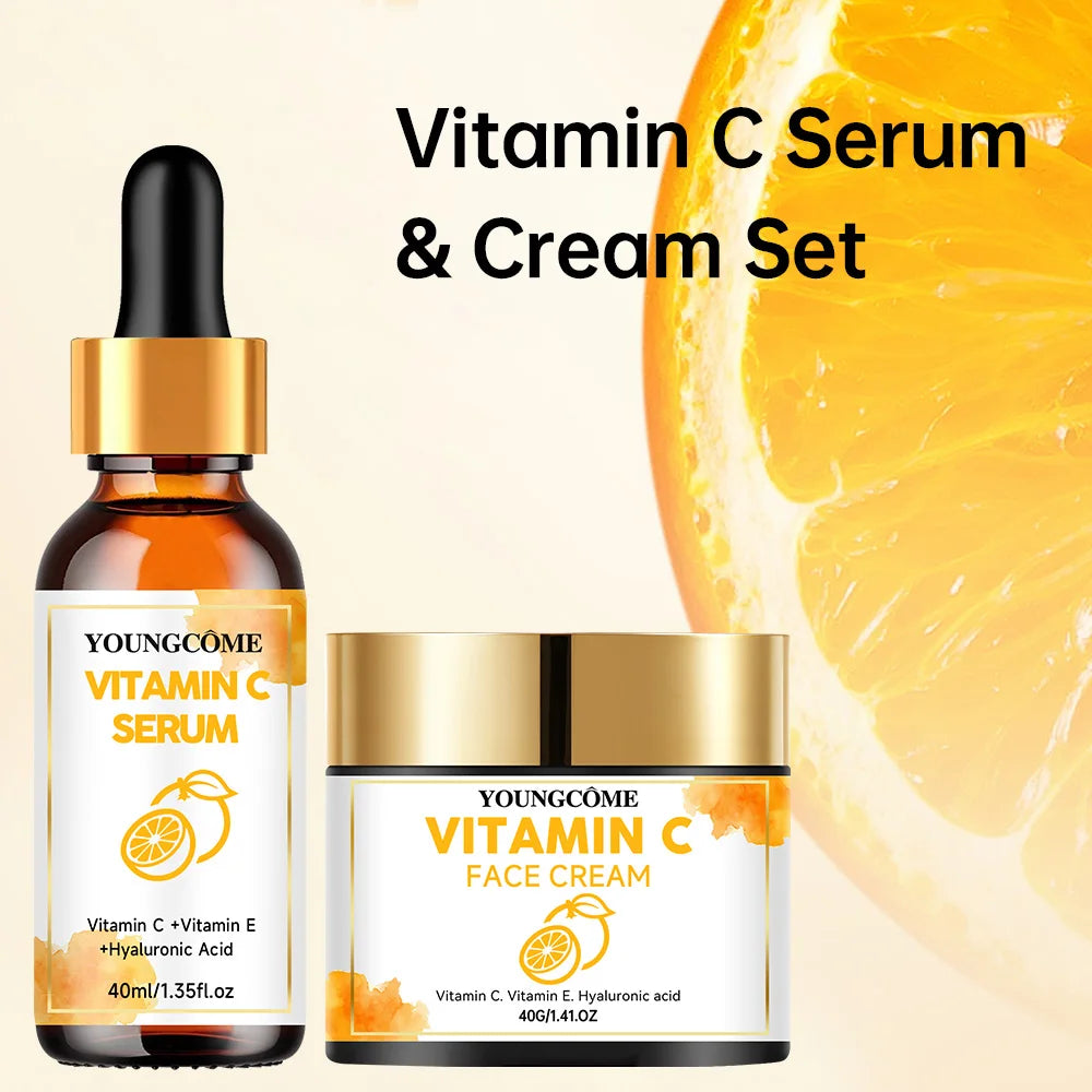 Vitamin C Facial Essence Cream Whitening Brightening Anti-Wrinkle Nourishing Redness Relief Moisturizing Face Serum Skin Care