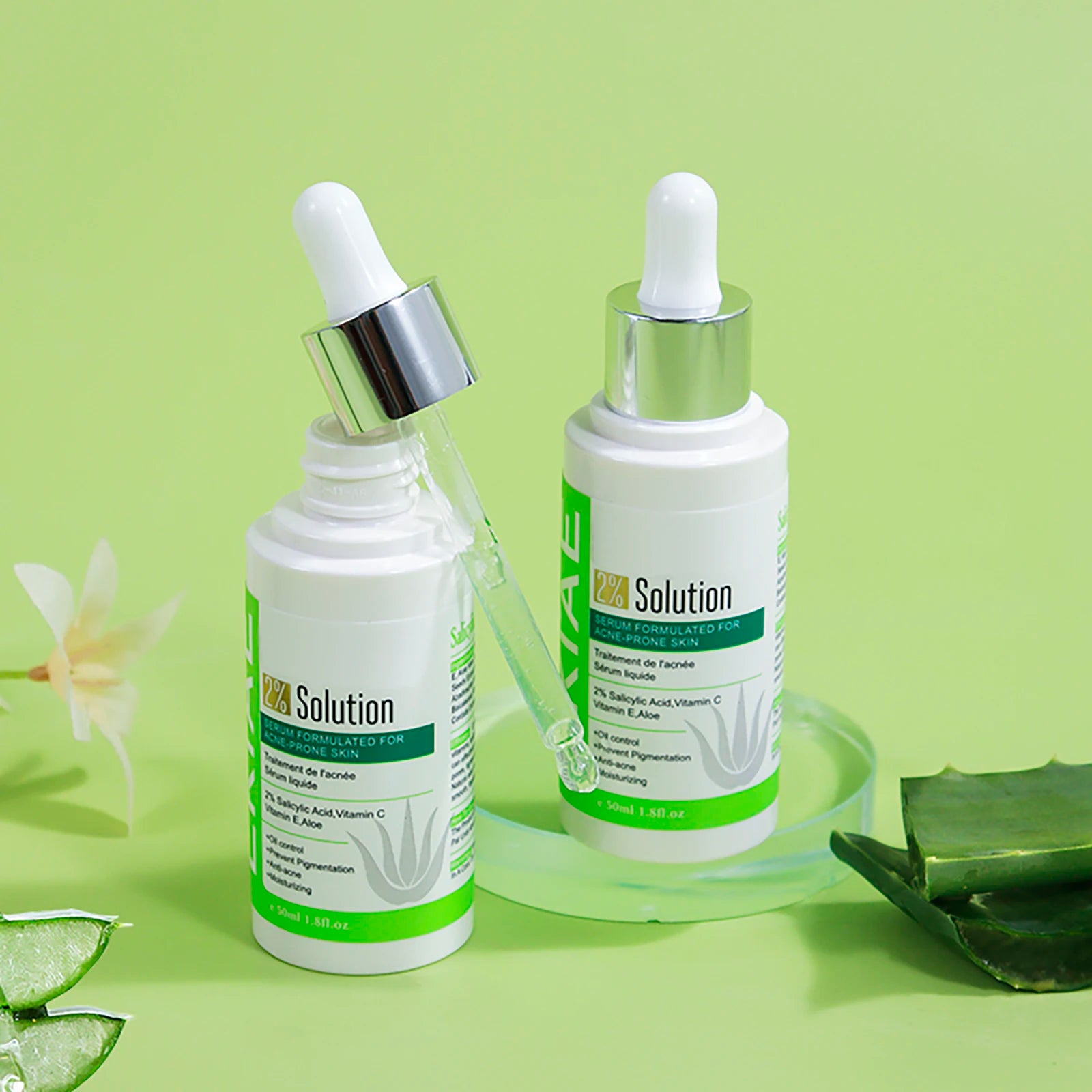 Aloe Vera Brightening Face Serum, Idea Facial Essence to Reduce Acne, with Vitamin C, Vitamin E, Moisturizing, Clean Skin, 50ml