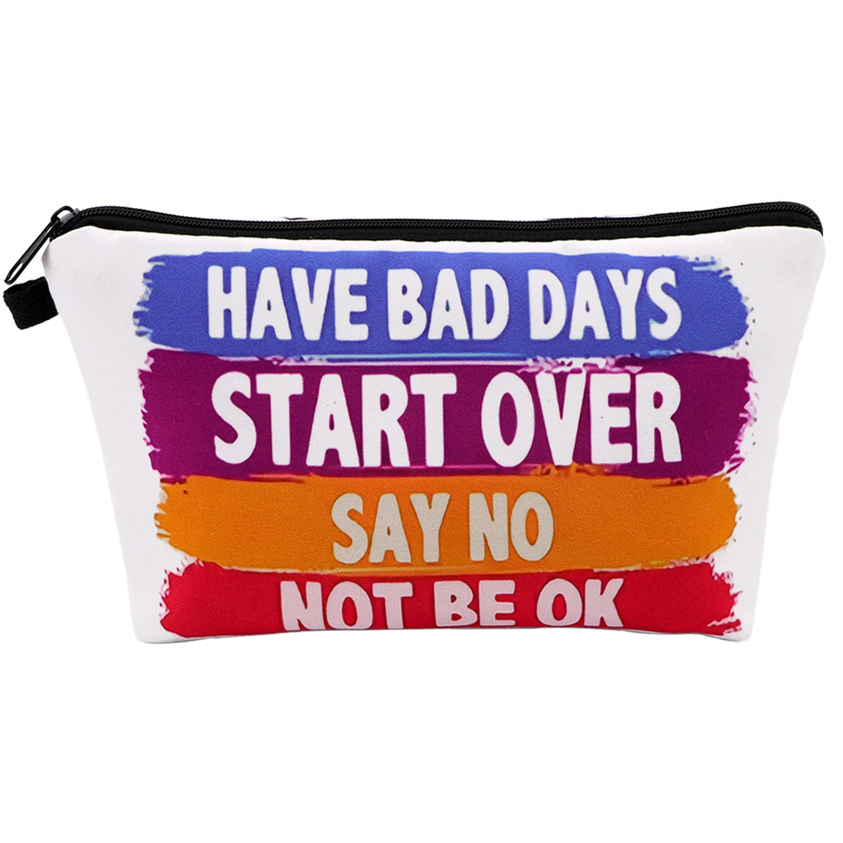 Simple Quotes Cosmetic Bags Portable for Women Cartoon Phrase Travel Storage Bag Lipstick Cosmetics Small Bags Organizer Case