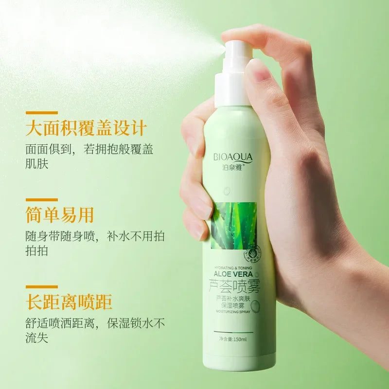 Aloe Vera Face Moisturizing Spray Improve Dryness  Makeup Base Liquid Sooth Skin Refreshing Non Greasy Face Care Water 150ml