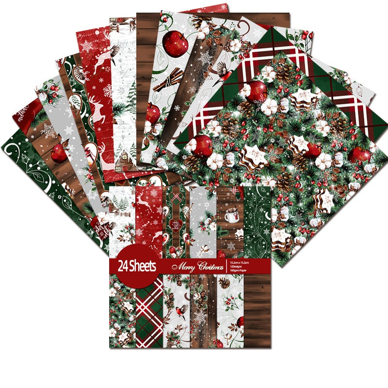 Merry Christmas Scrapbooking Craft Paper Assorted Pattern Background Art Origami Cardstock Single-Sided Vintage Scrapbooking DIY