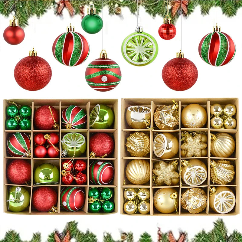 Christmas Ball Ornament Set Big Xmas Tree Hanging Pendant Snowflake Merry Christmas Decoration for Home 2025 New Year Party Gift