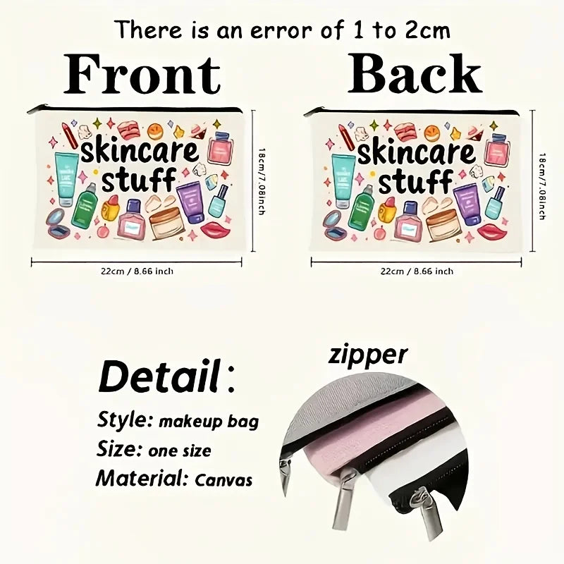 Cosmetic Bag - Durable Zipper Closure, Fun Illustrated Makeup Organizer, Lightweight Foldable Travel Toiletry Bag,Secure Storage