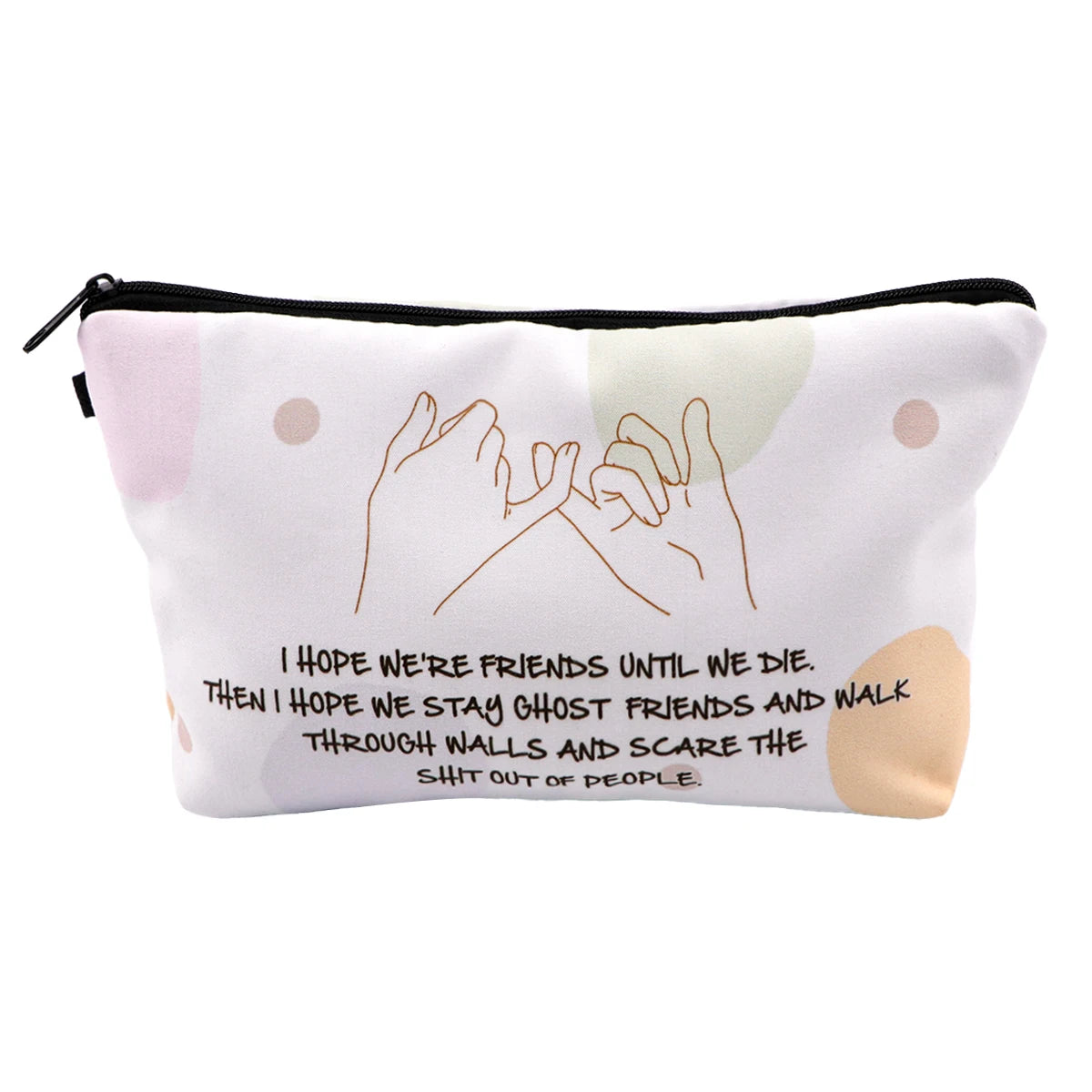 Simple Quotes Cosmetic Bags Portable for Women Cartoon Phrase Travel Storage Bag Lipstick Cosmetics Small Bags Organizer Case