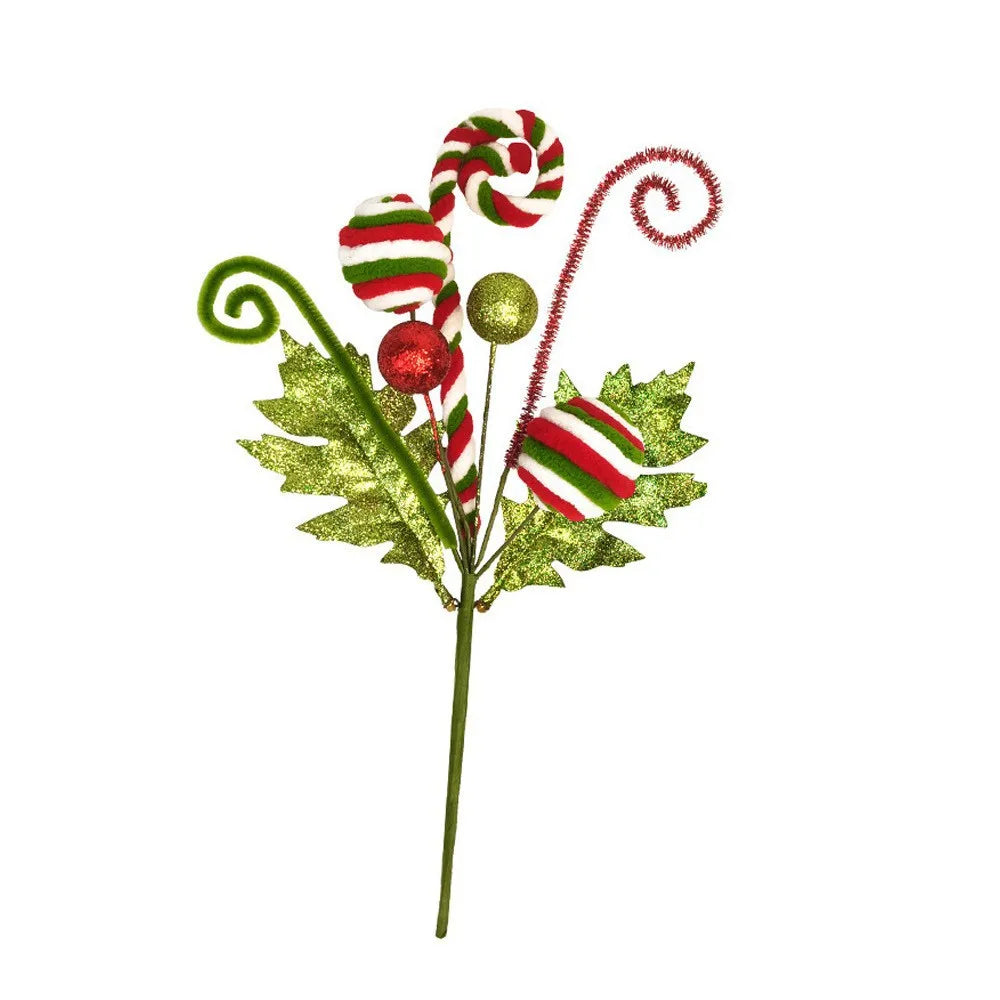 Christmas Tree Decoration Ornament with Gold Scallion Sparkling Pink Green Candy Twirling Christmas Decorations