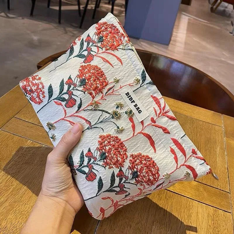 Women's Makeup Bag Pink Bouquet Bulk Cosmetics Lipstick Storage Bag Travel Toiletry Bag Commuting Handy Hand Grab Bag Ins Style