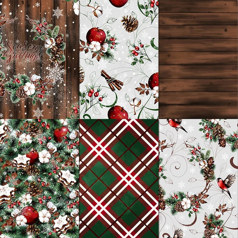 Merry Christmas Scrapbooking Craft Paper Assorted Pattern Background Art Origami Cardstock Single-Sided Vintage Scrapbooking DIY