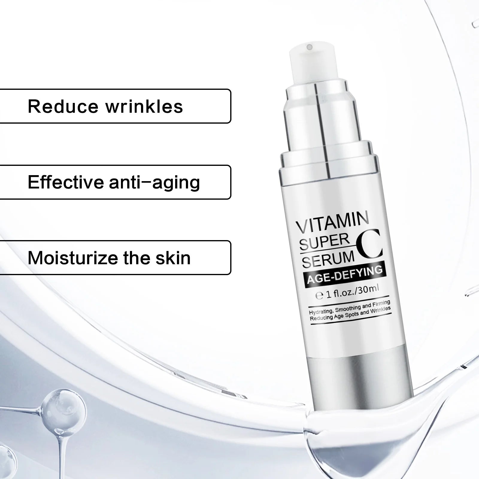 Vitamin C Super Serum 30ml Anti-Aging, Brightening & Hydrating Facial Care with Niacinamide & Hyaluronic Acid for All Skin Types