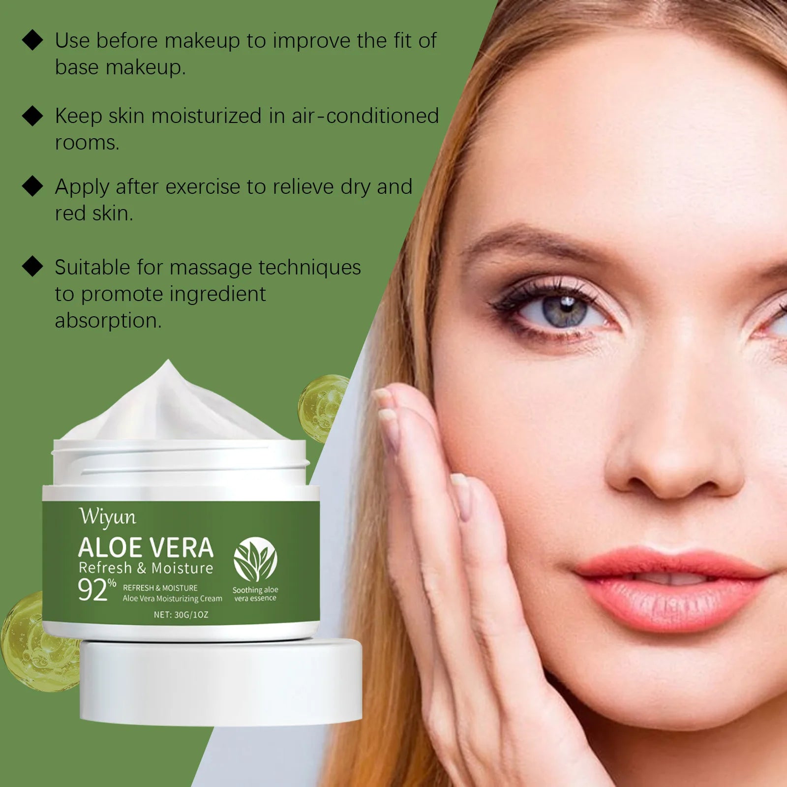 Aloe Vera Face Cream Relieve Redness Improve Dryness Repair Sensitive Moisturizing Rejuvenating Nourishing Soothing Facial Cream