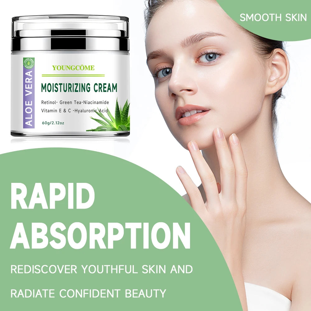 Aloe Vera Soothing, Deep Moisturizing, Multi-Functional Mild Formula Free of Alcohol, Mineral Oil,Anti-Aging Moisturizing Cream